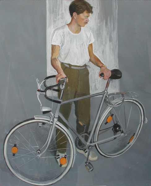 Radfahrer,  1982,  Tempera auf Papier, 108 x 89 cm
